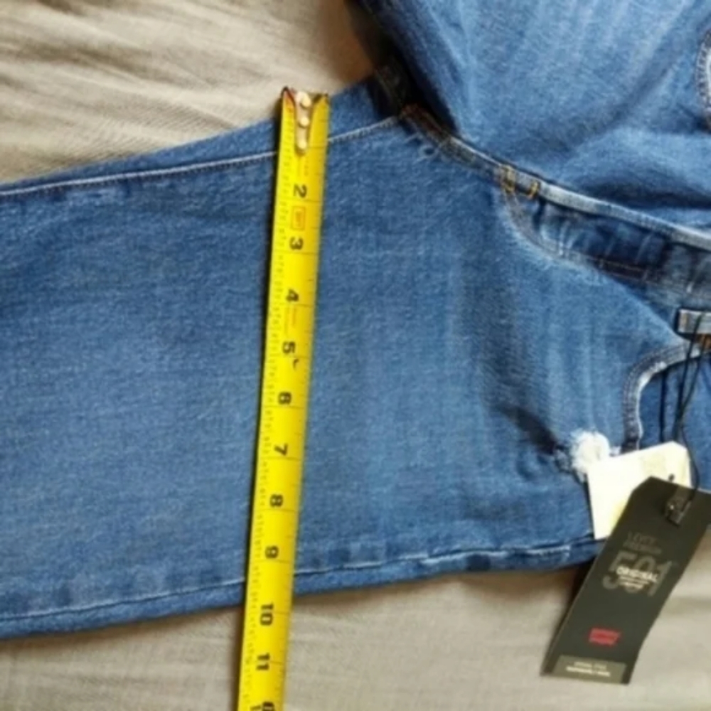 Levi's 501 Crop High Rise Denim Jeans Charleston Fun Mom 90s Straight Leg - Picture 8 of 10
